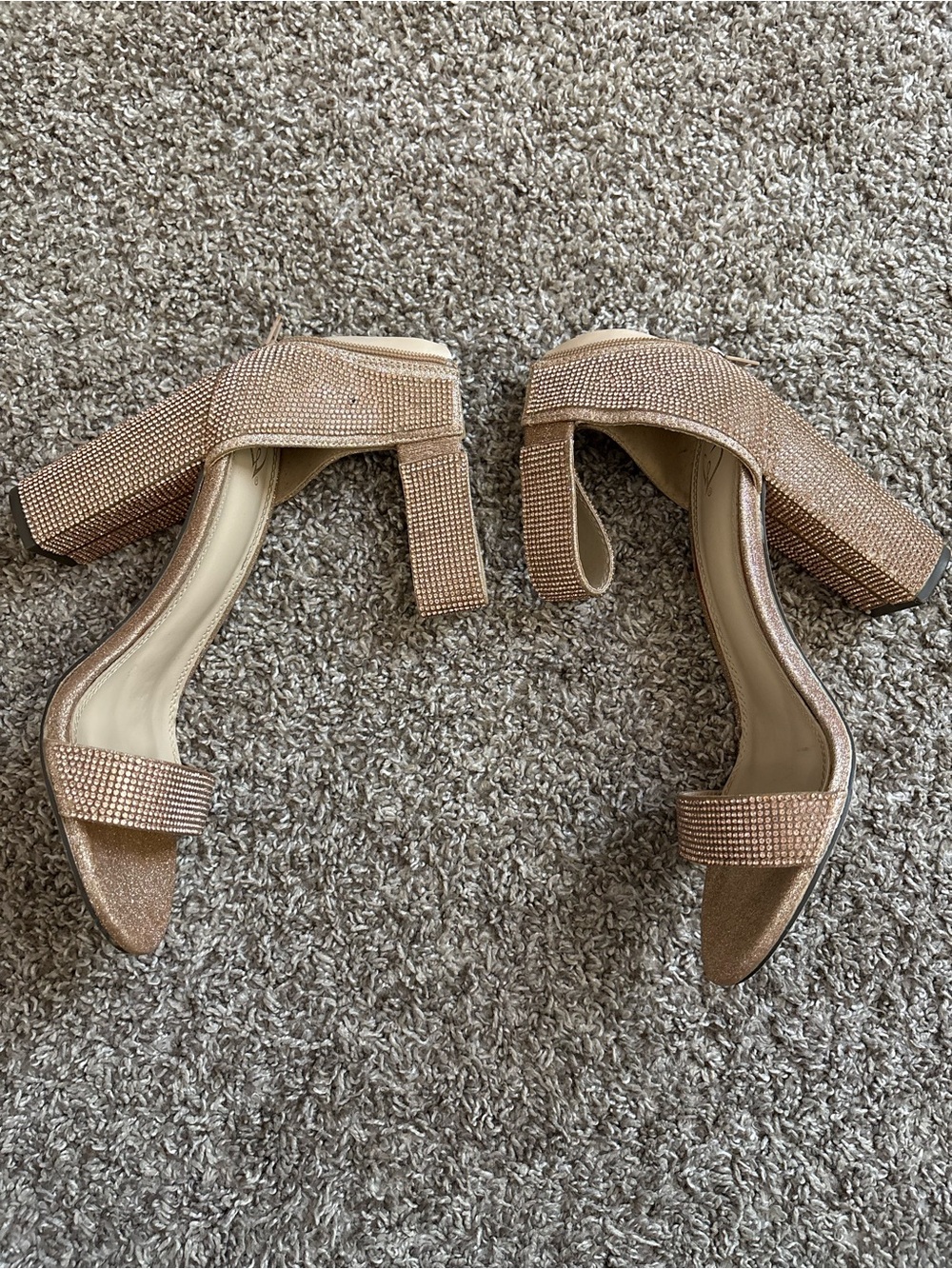 Windsor Embellished Rose Gold Block Heel Sandals